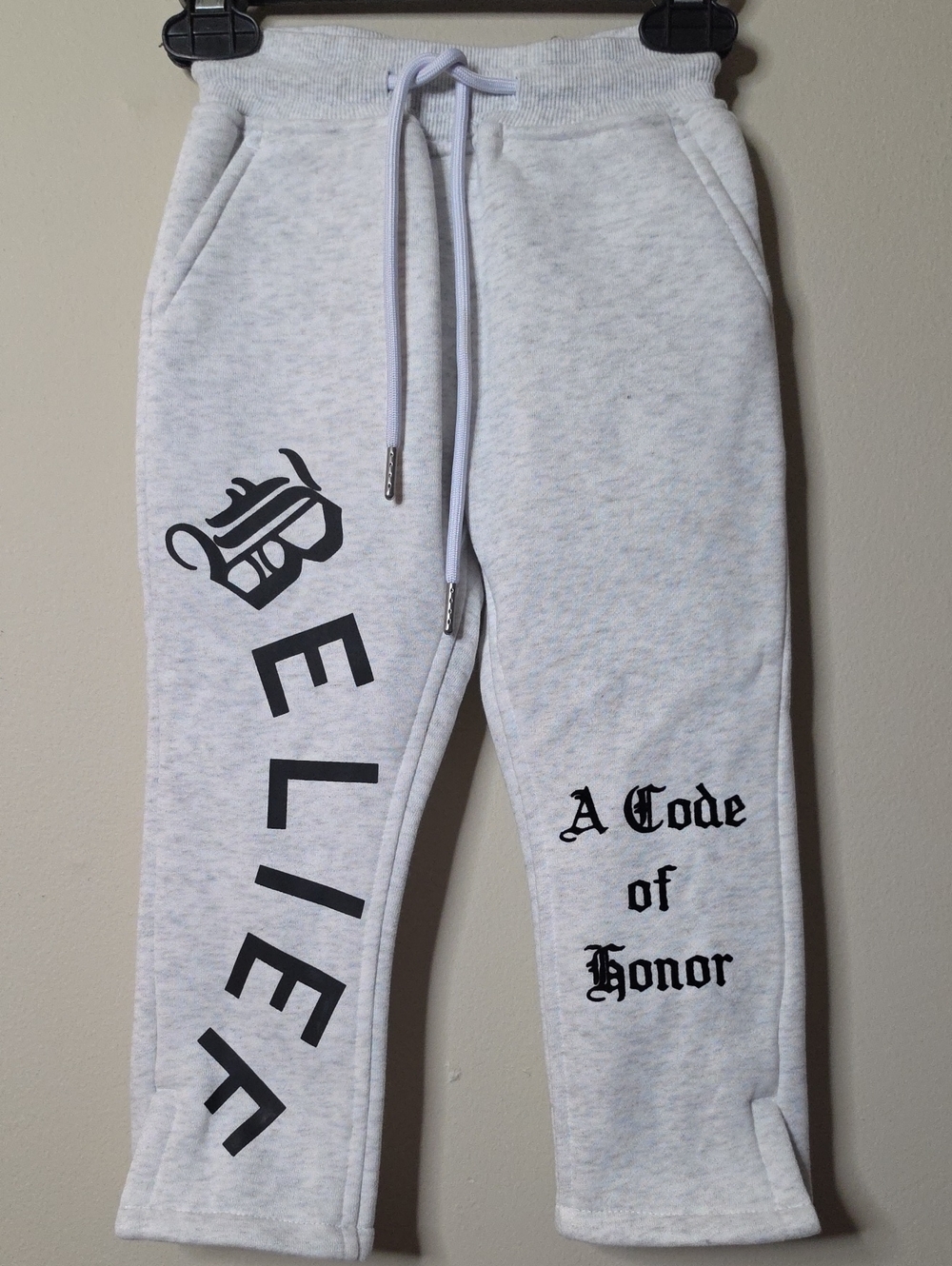 Honor The Gift Kids Light Gray Sweatpants with Black Graphic Text